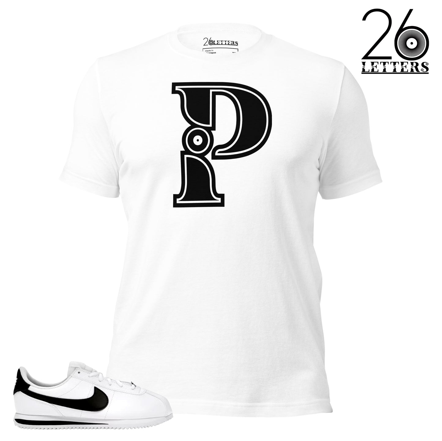 Black and White Letter P T-Shirts