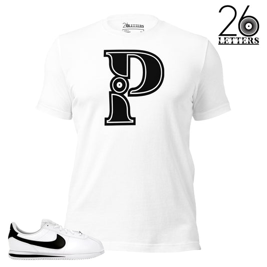 Black and White Letter P T-Shirts