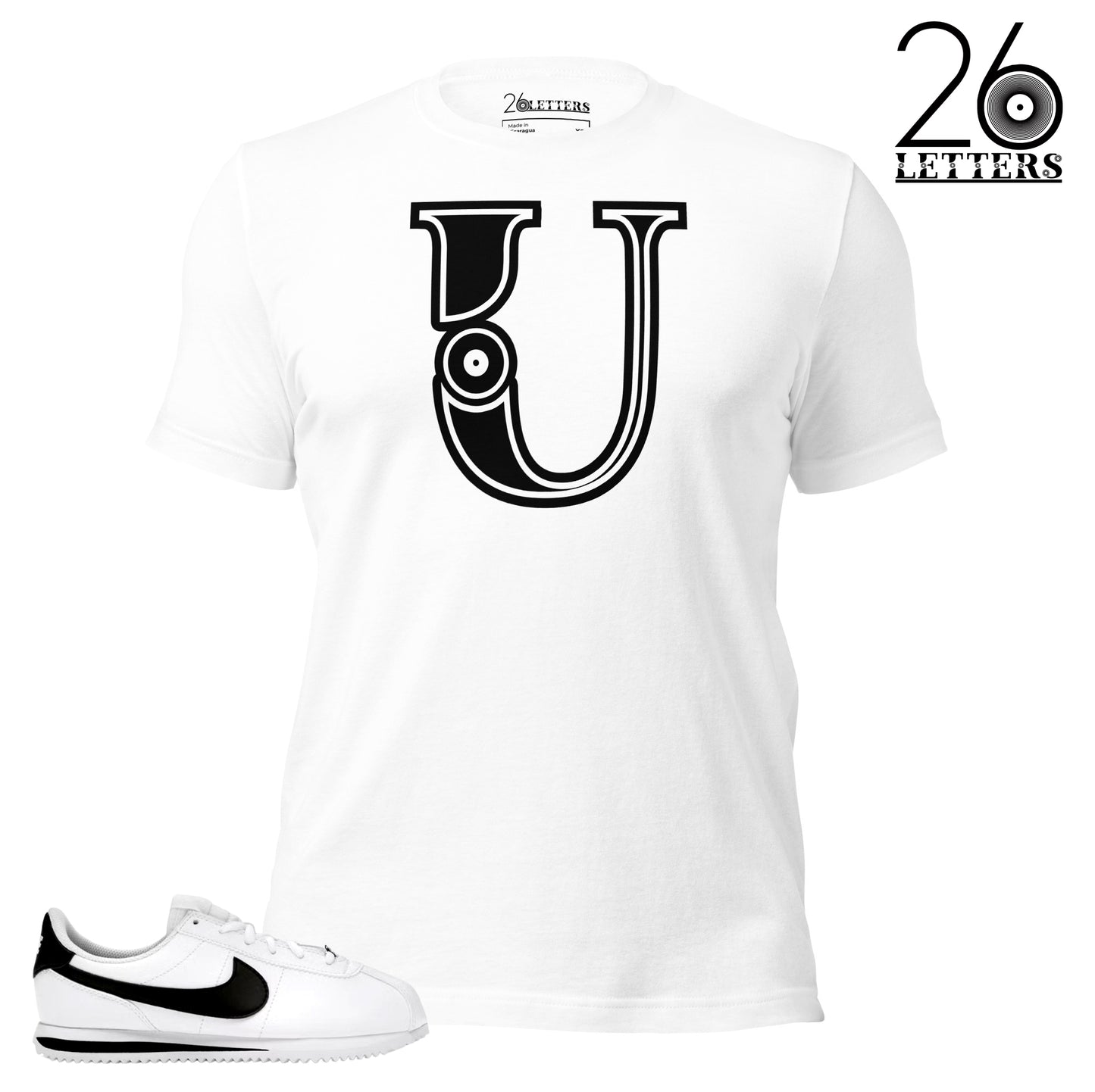 Black and White Letter U T-Shirt