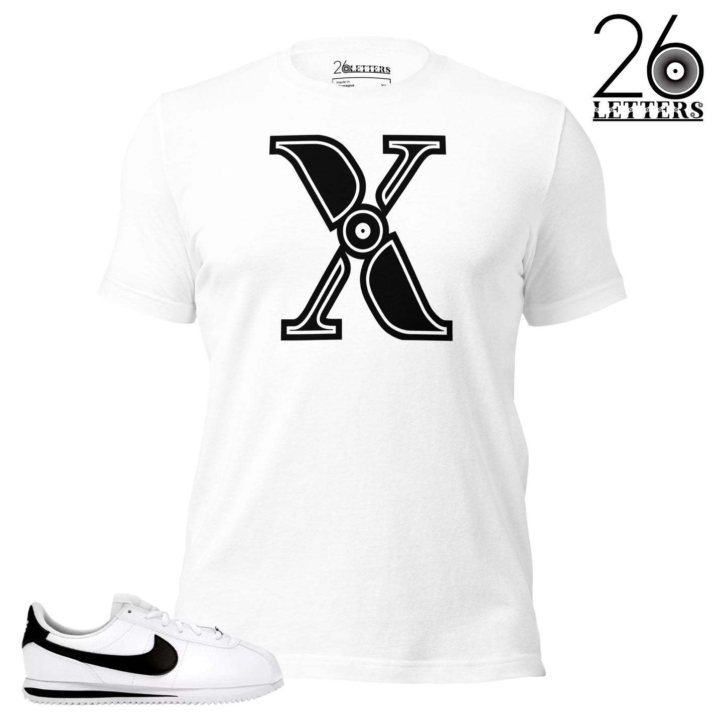 Black and White Letter X T-Shirt