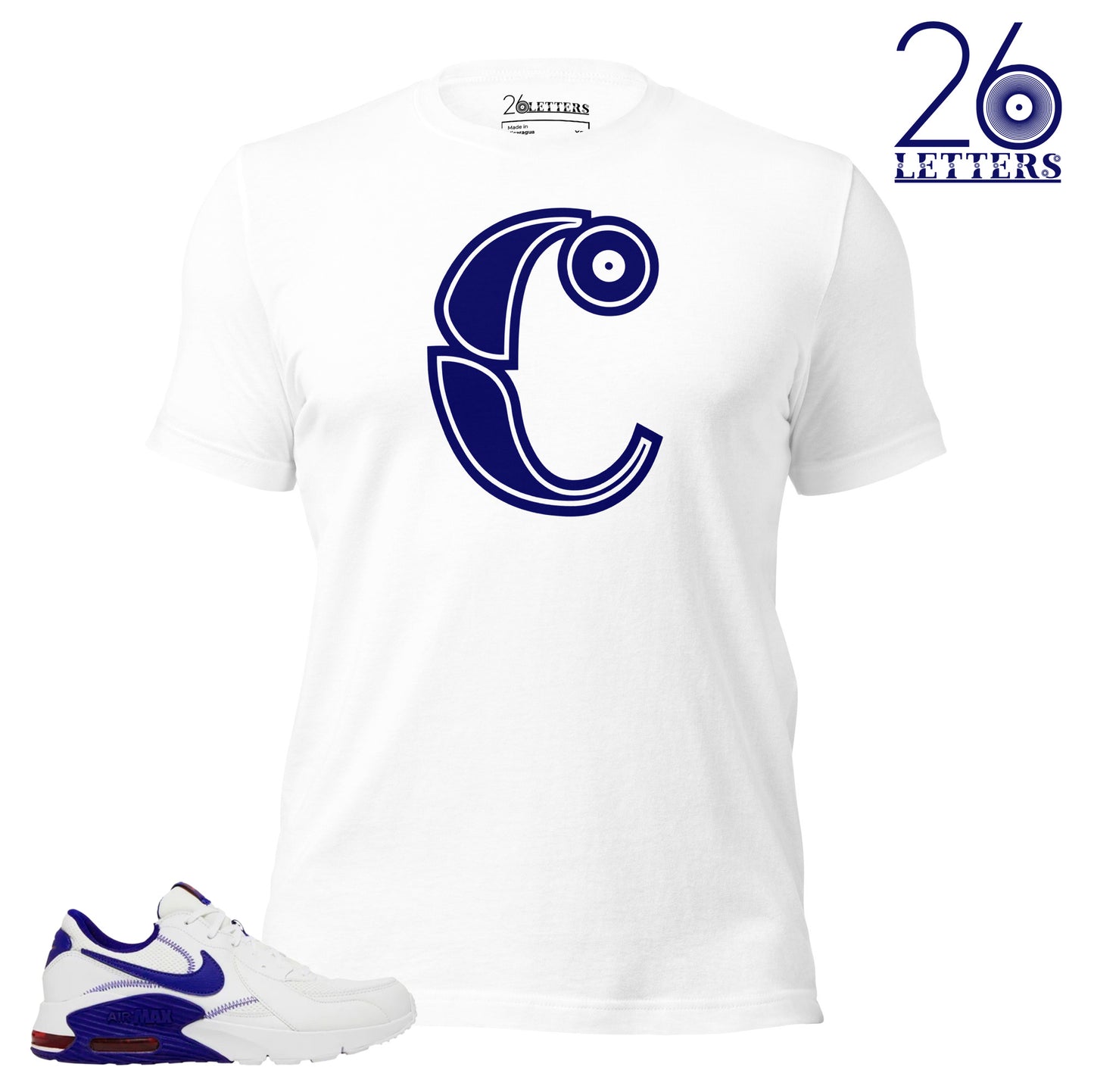 Blue and White Letter C T-Shirt