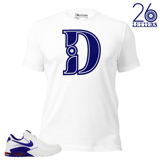 Blue and White Letter D T-Shirt