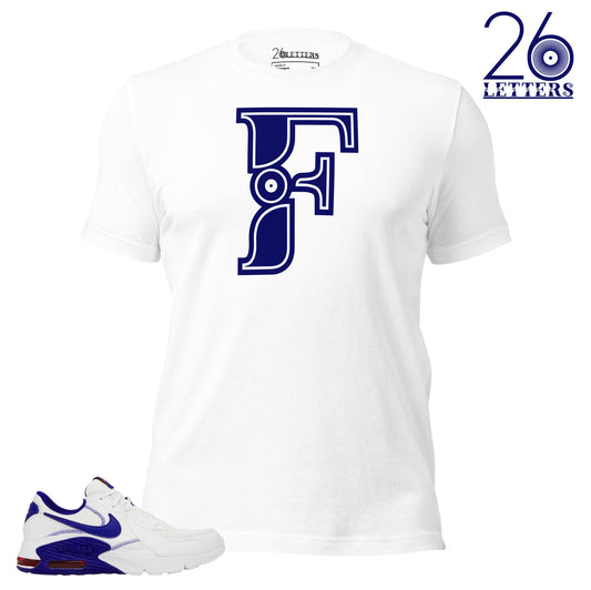 Blue and White Letter F T-Shirt