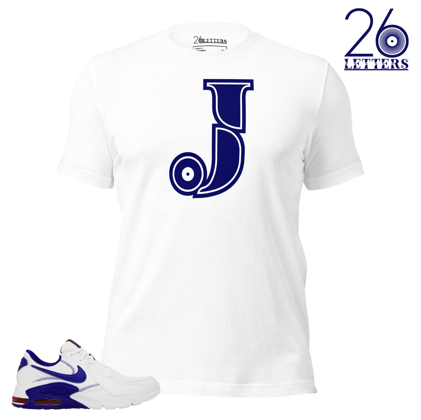 Blue and White Letter J T-Shirt