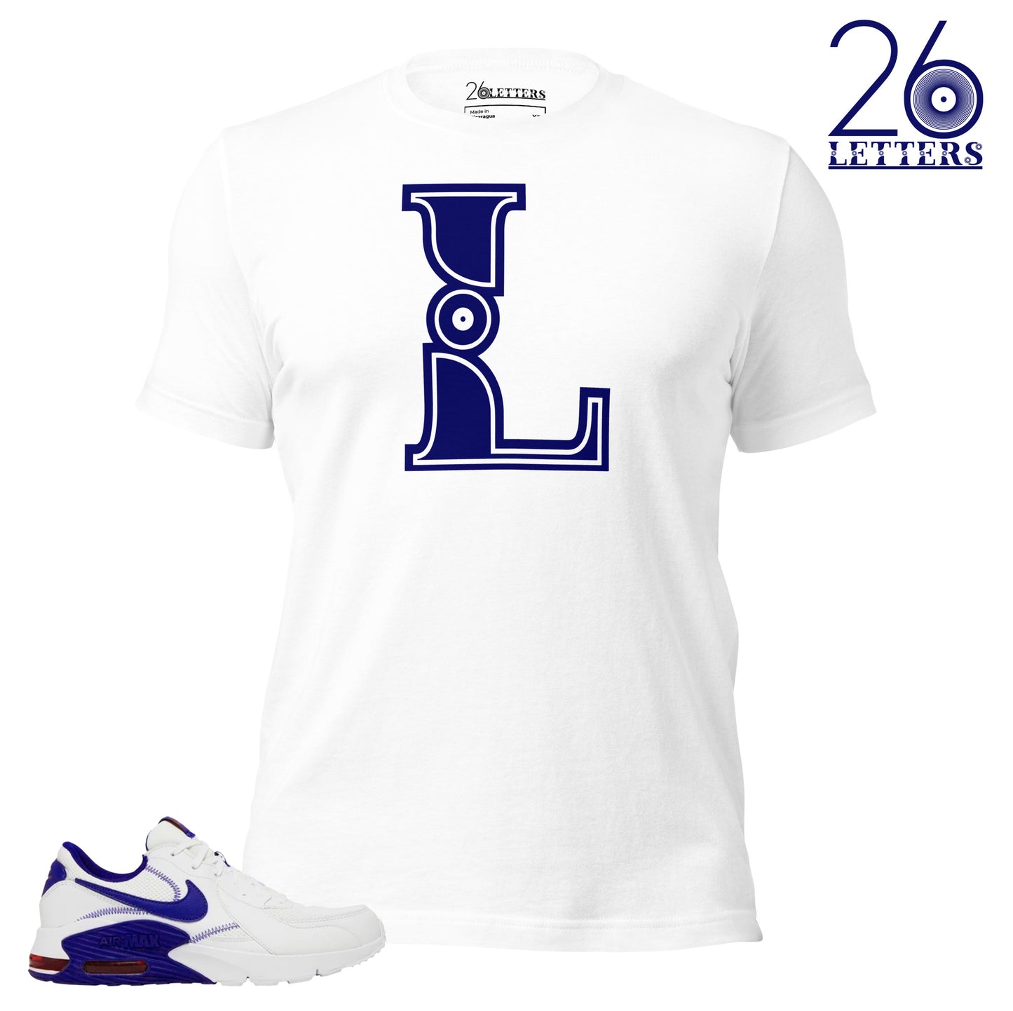 Blue and White Letter L T-Shirt