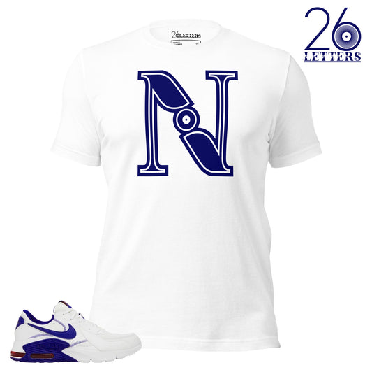 Blue and White Letter N T-Shirt