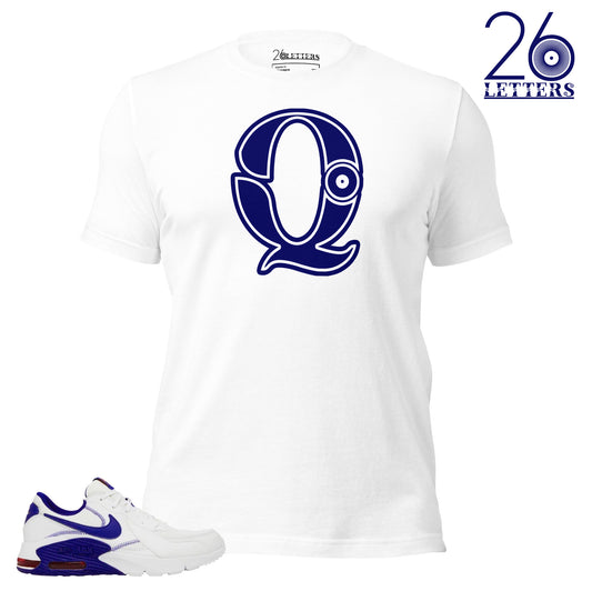 Blue and White Letter Q T-Shirt