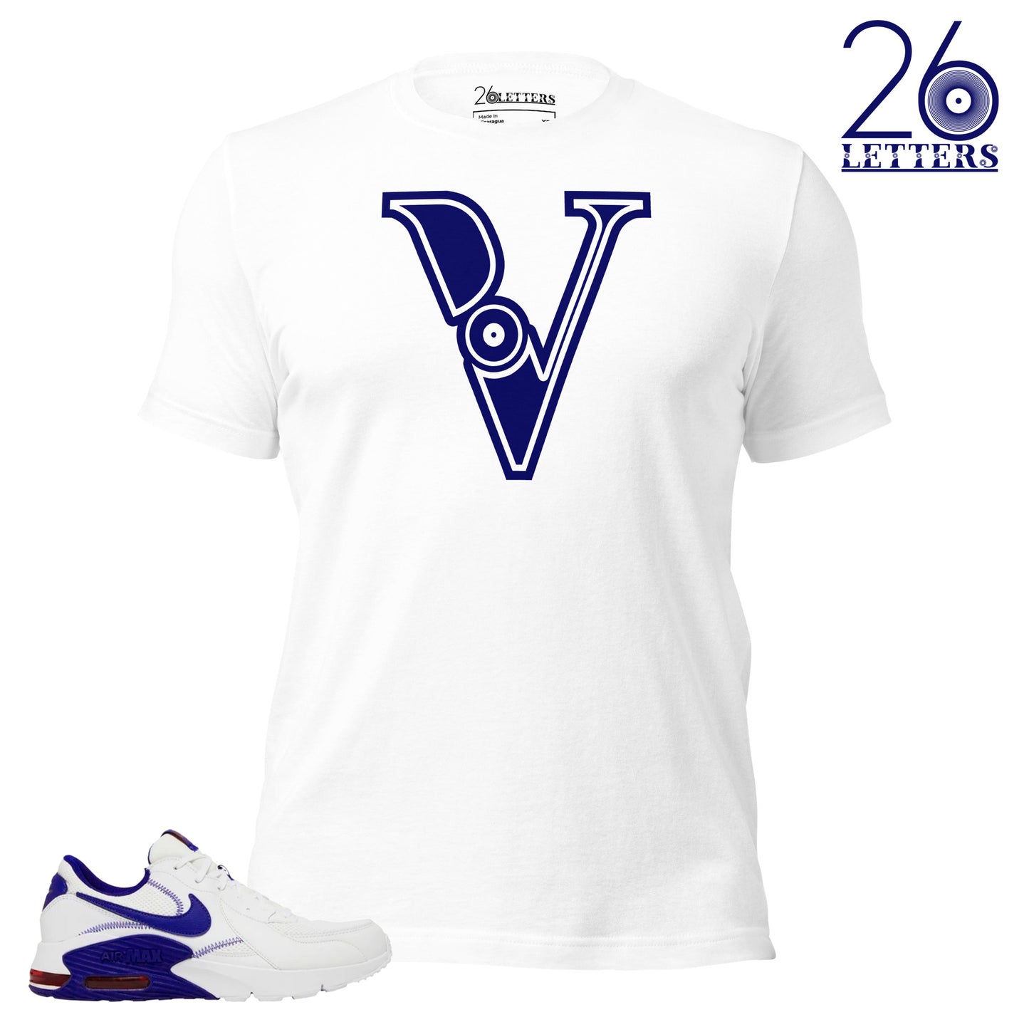 Blue and White Letter D T-Shirt