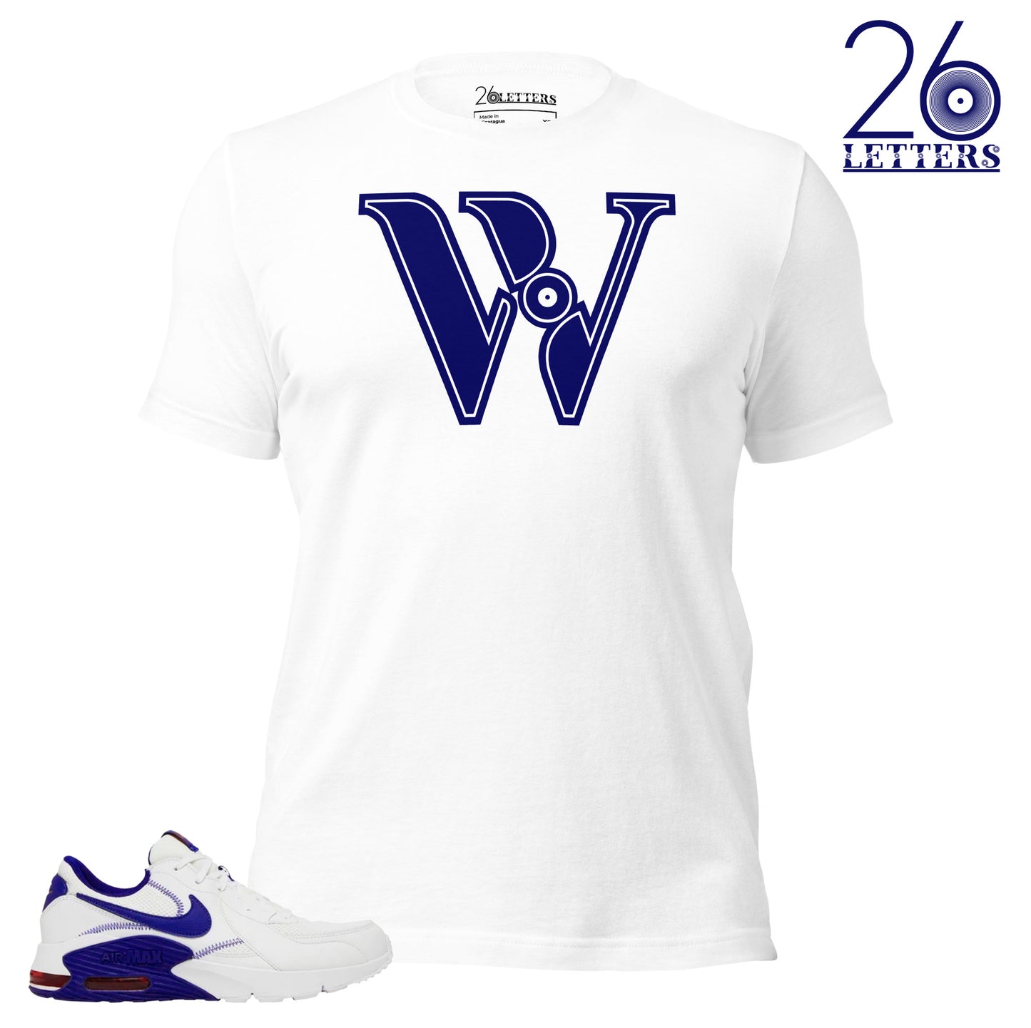 Blue and White Letter W T-Shirt