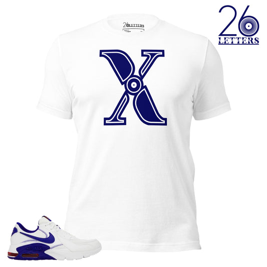 Blue and White Letter X T-Shirt