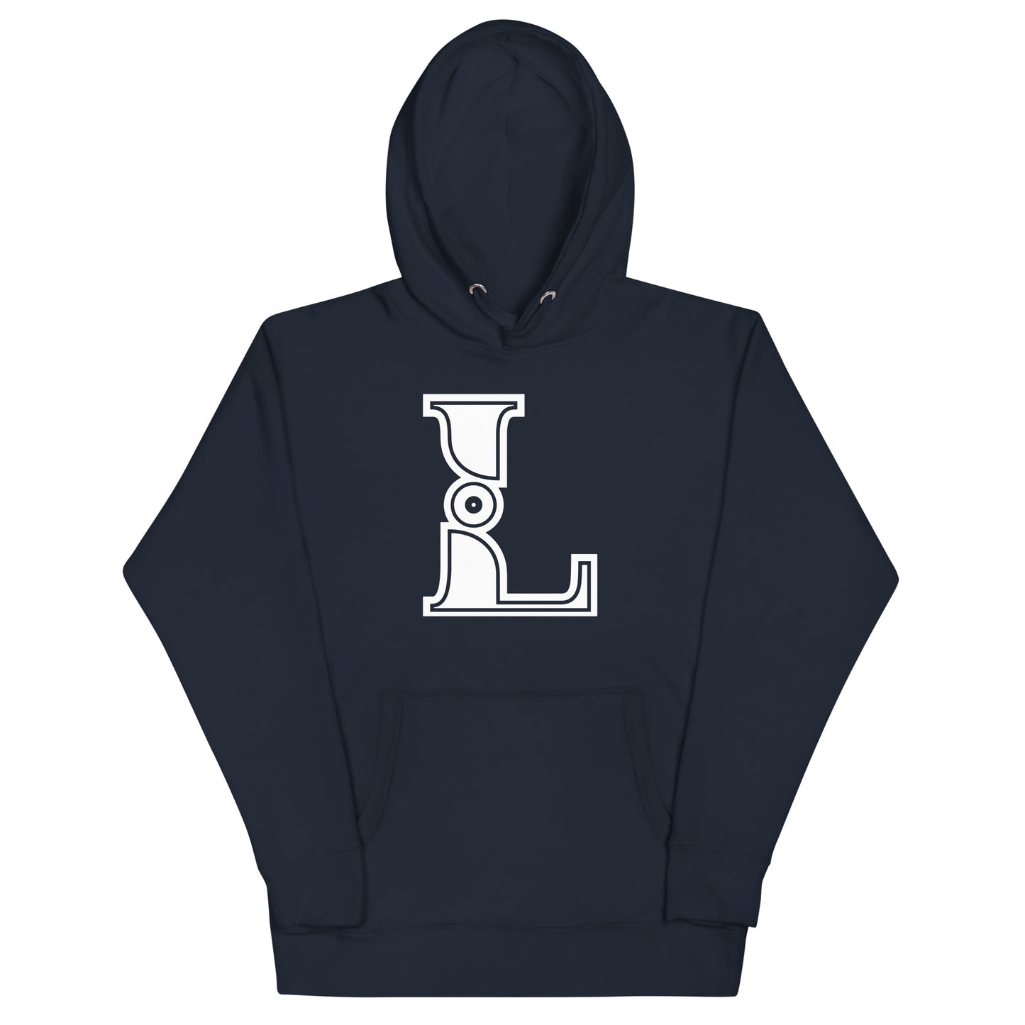 Navy and White Letter L Hoodie