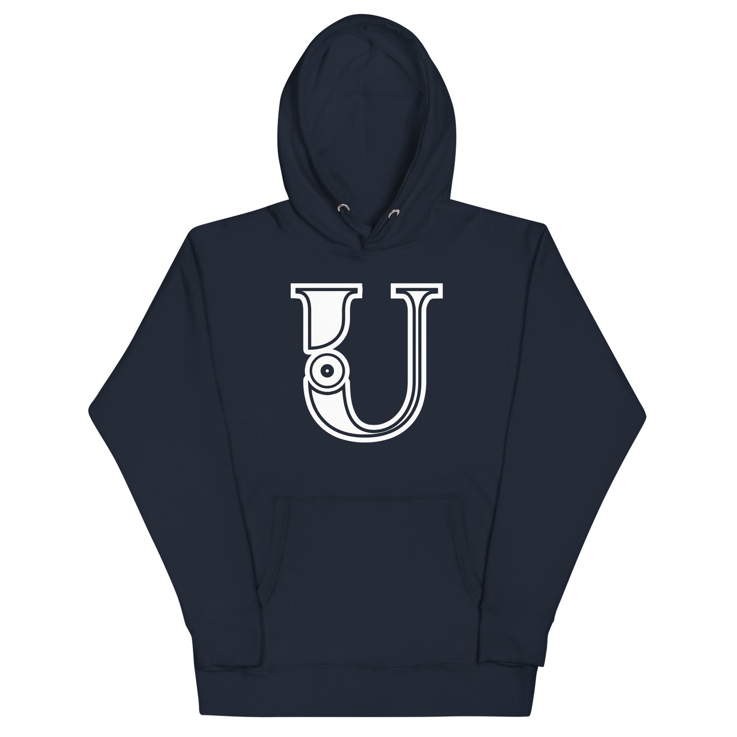 Navy and White Letter U Hoodie