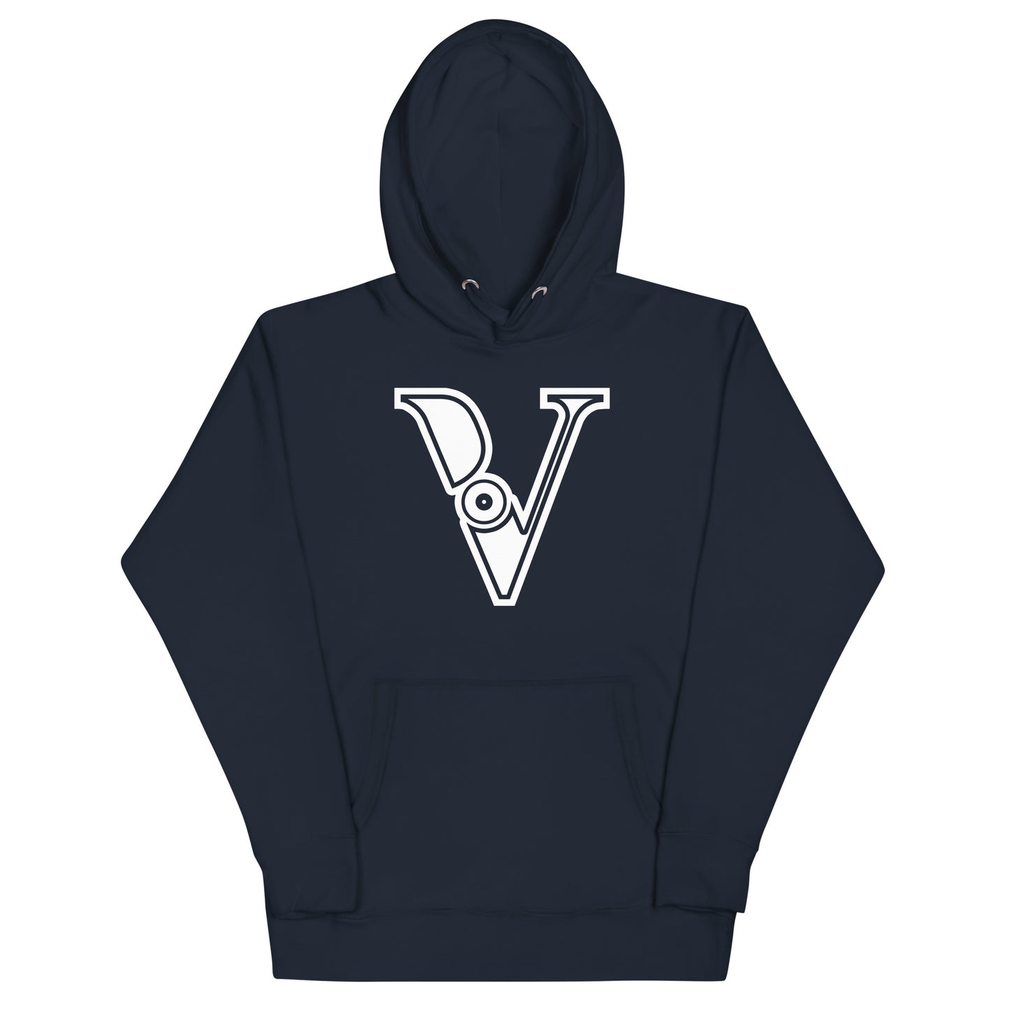 Navy and White Letter V Hoodie