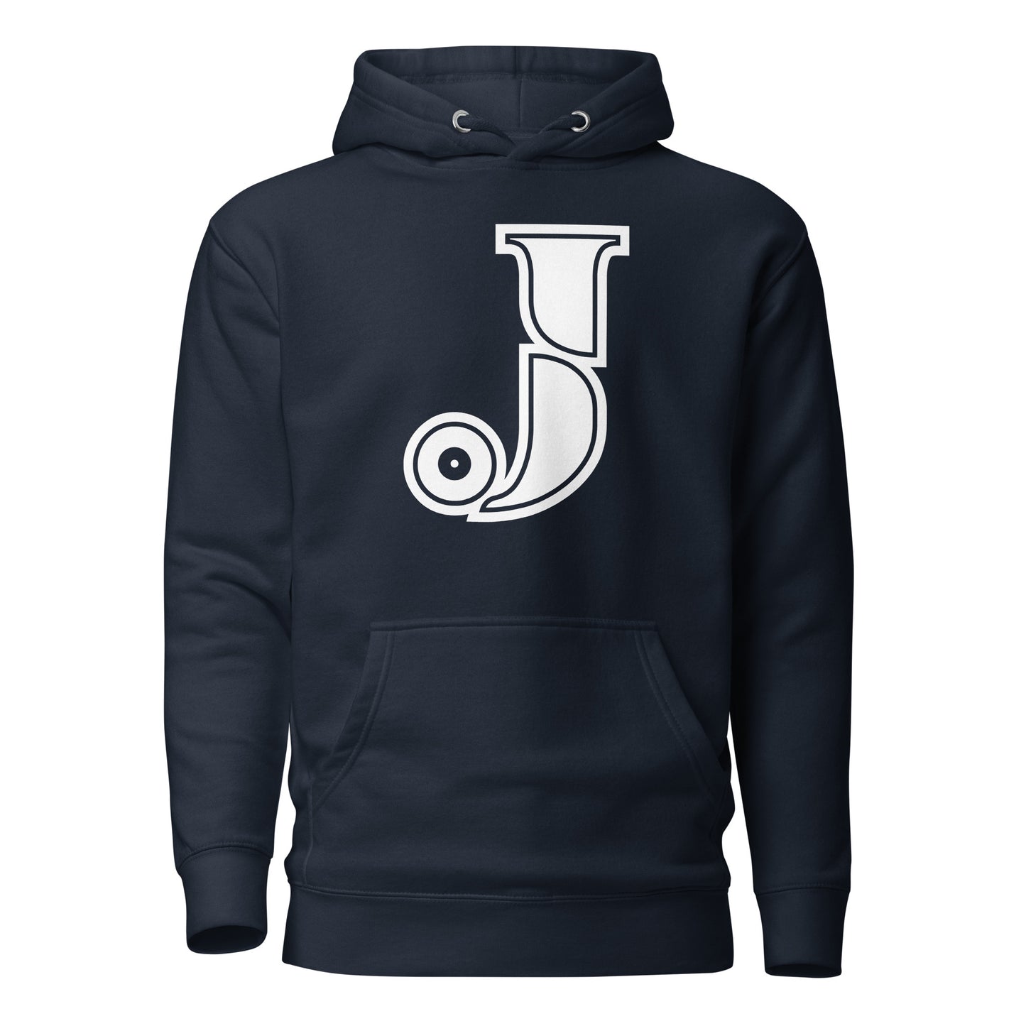 Navy and White Letter J Hoodie