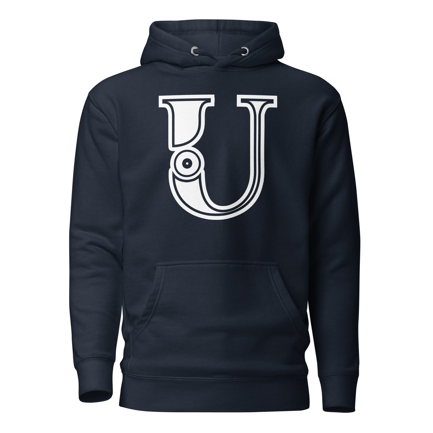 Navy and White Letter U Hoodie