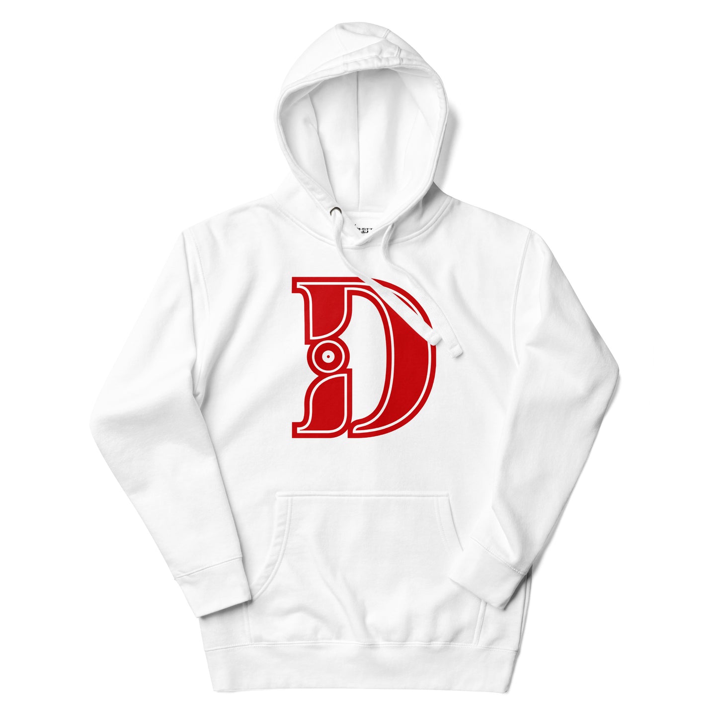 Red and White Letter D Hoodie