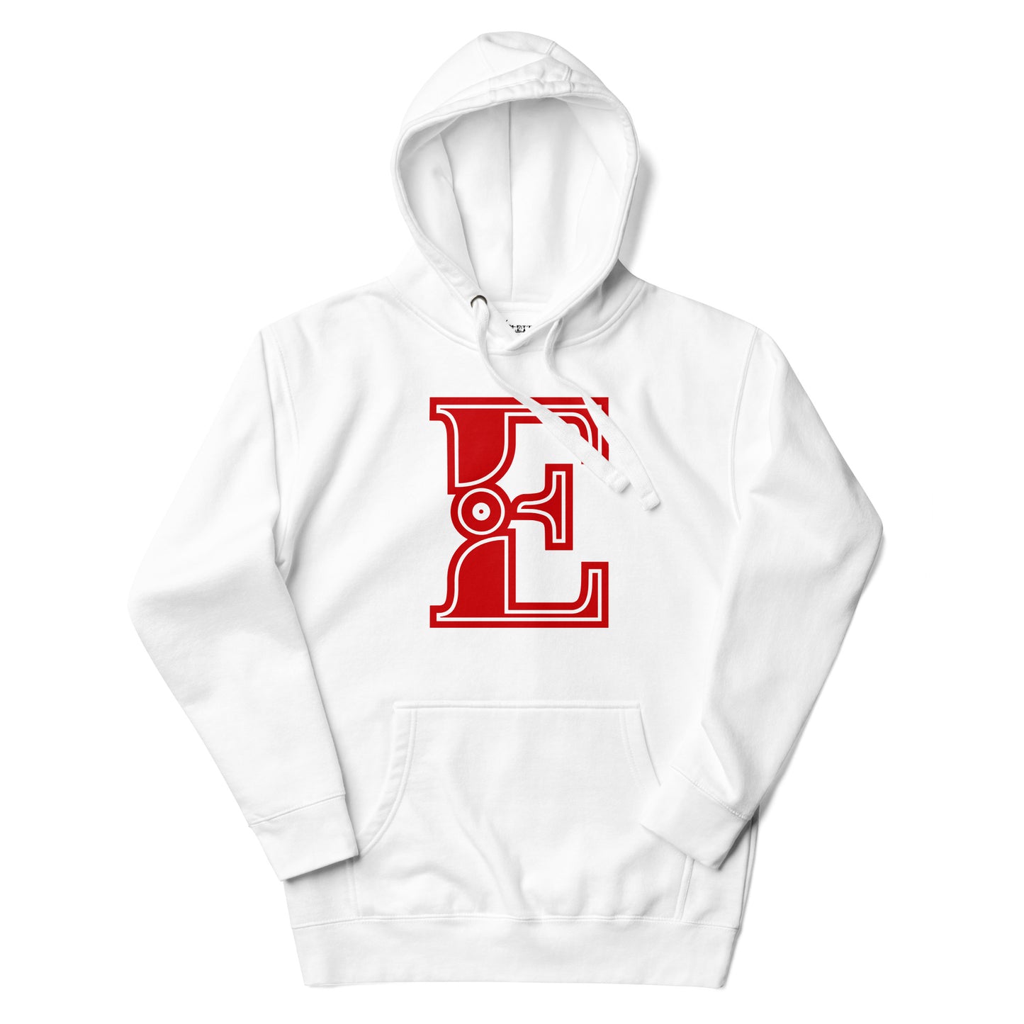 Red and White Letter E Hoodie