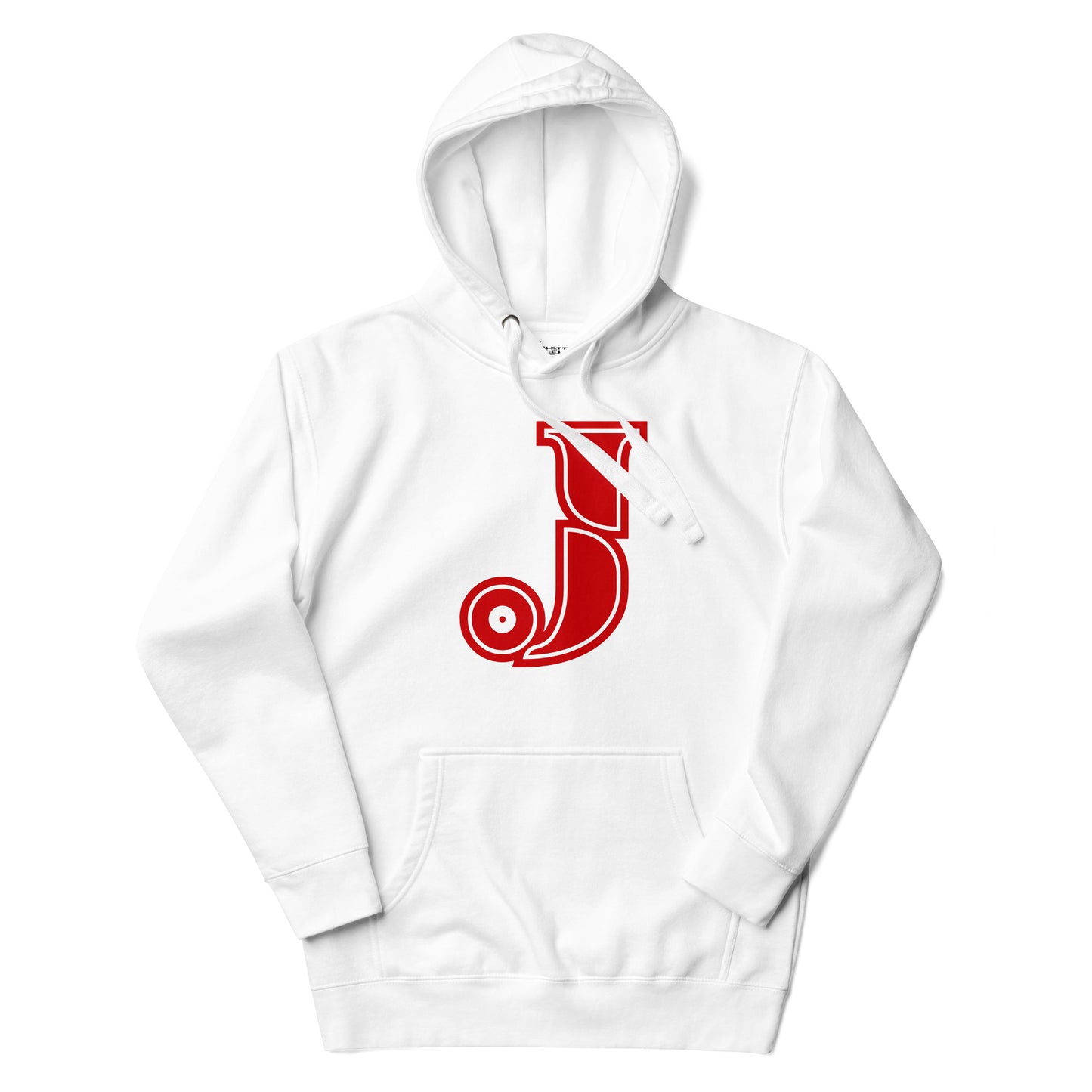 Red and White Letter J Hoodie