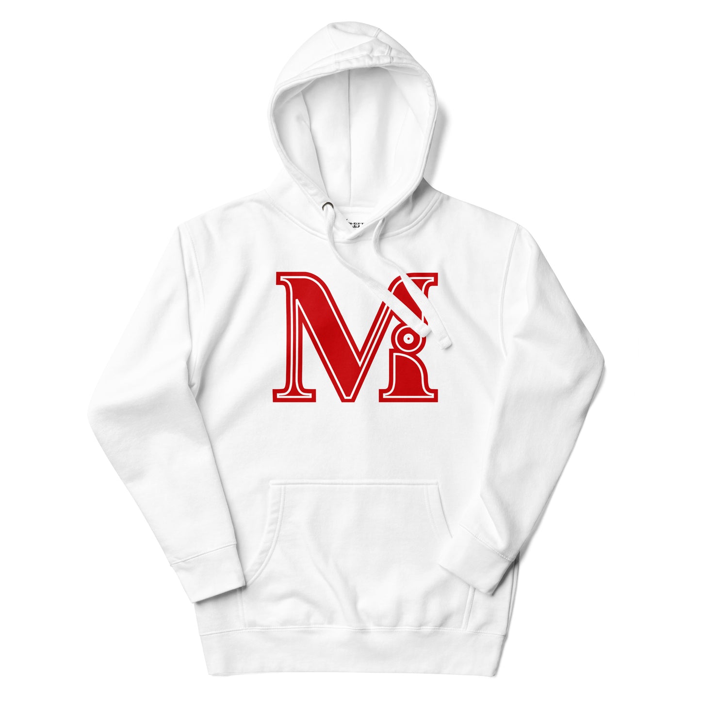 Red and White Letter M Hoodie