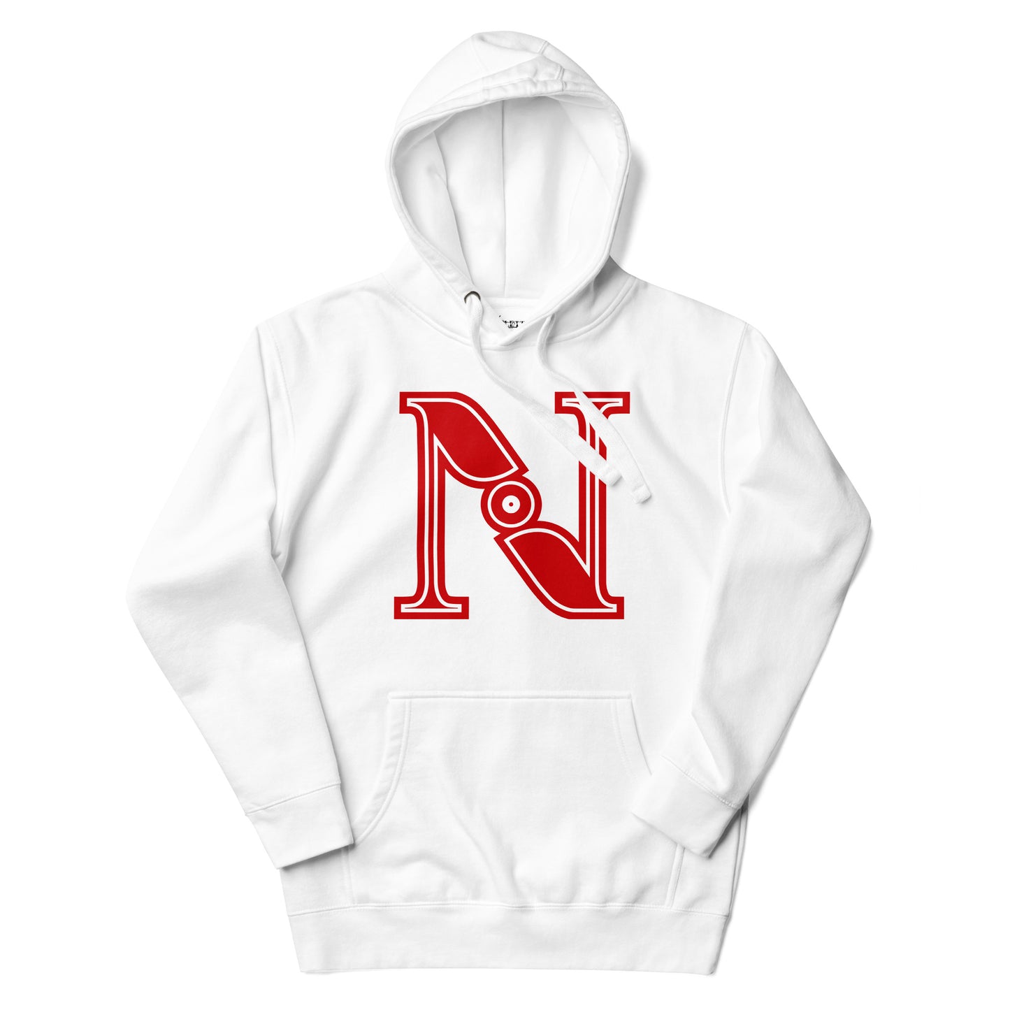 Red and White Letter N Hoodie