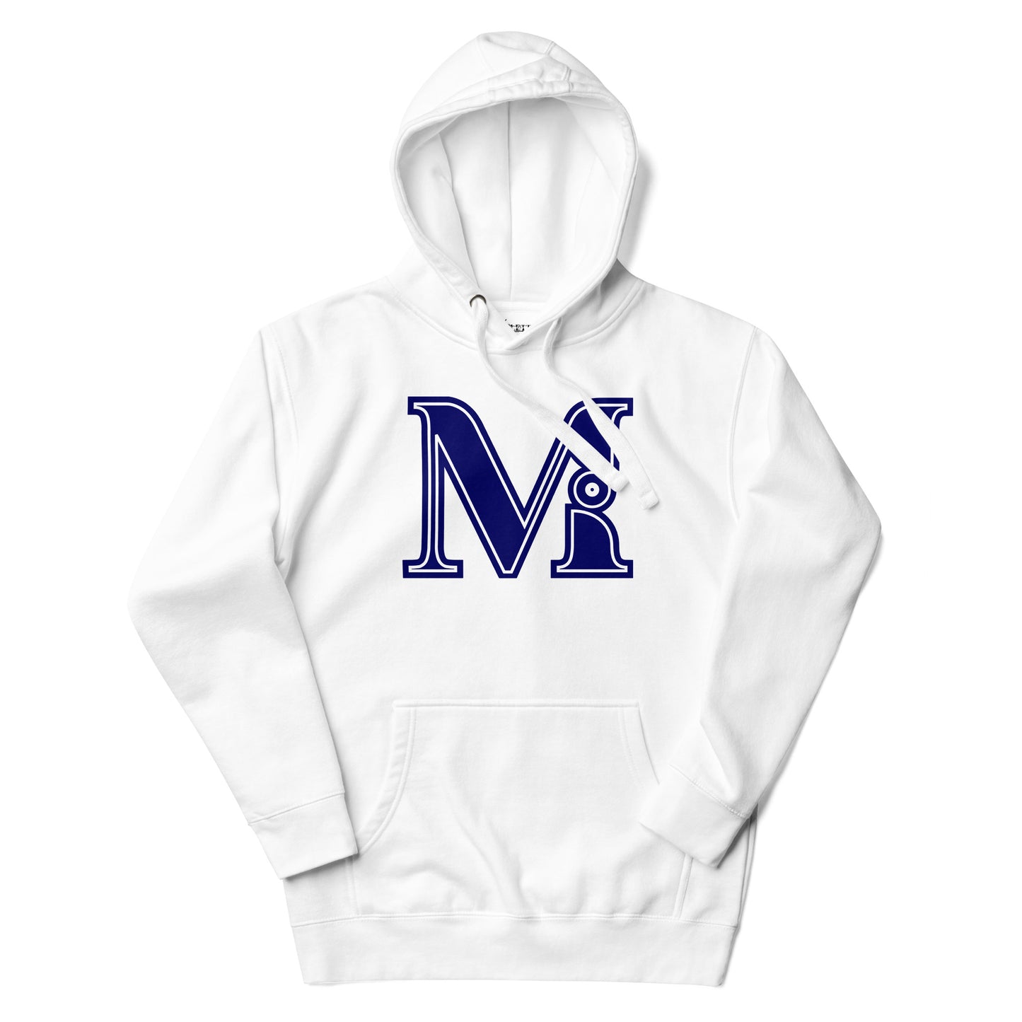 Blue and White Letter M Hoodie