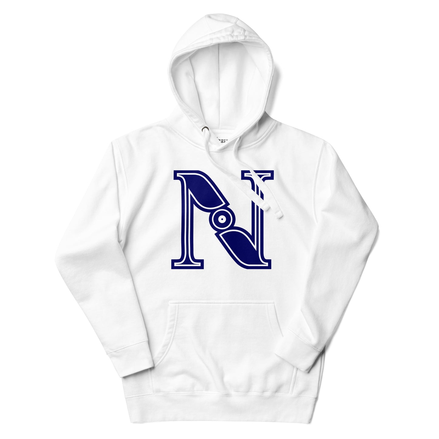 Blue and White Letter N Hoodie