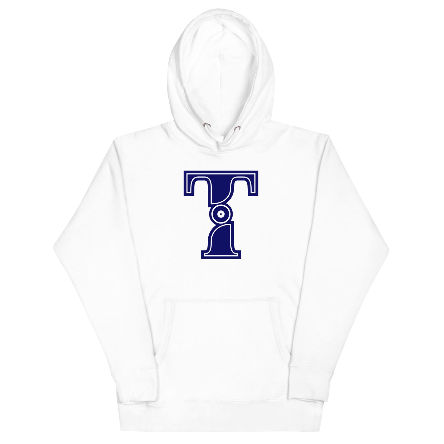 Blue and White Letter T Hoodie