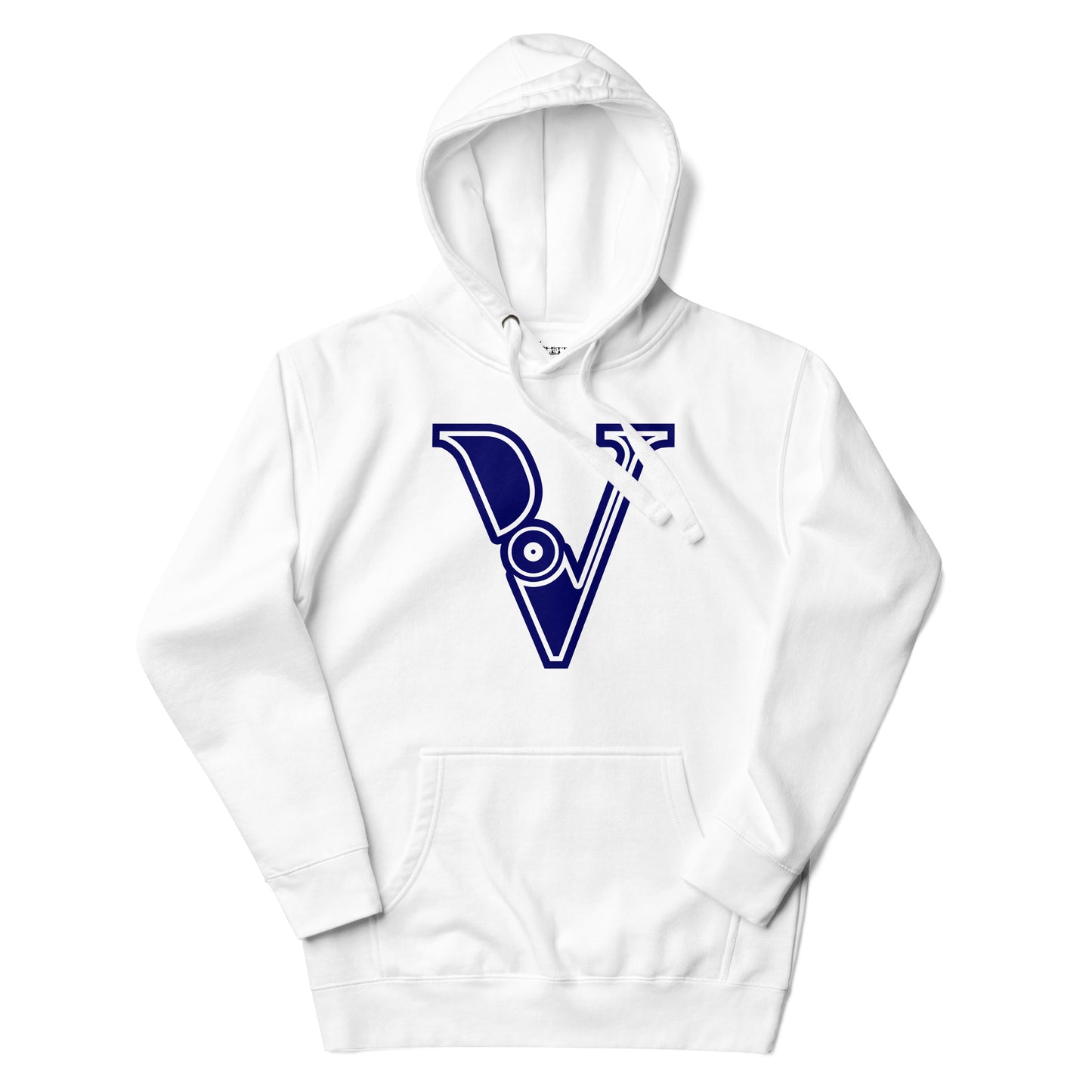 Blue and White Letter V Hoodie