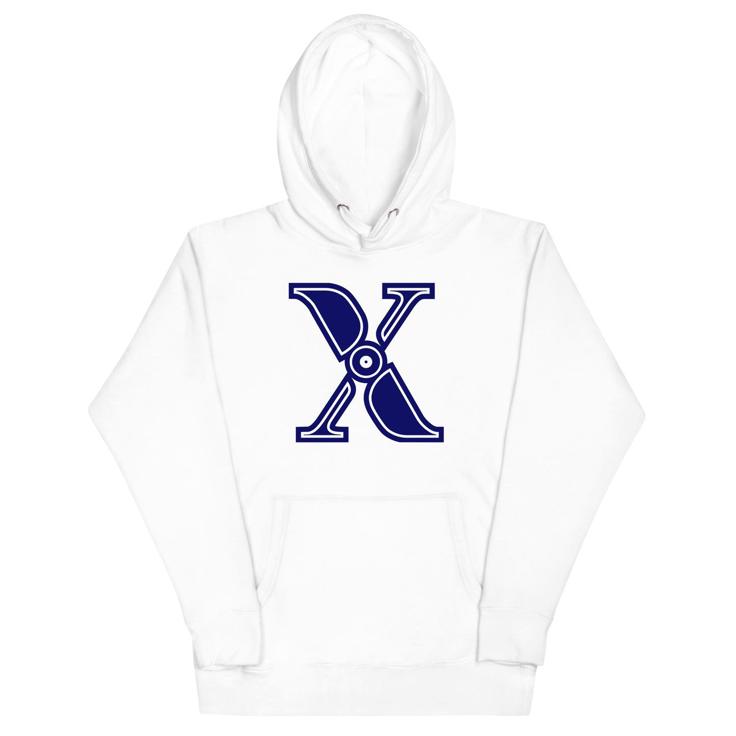 Blue and White Letter X Hoodie