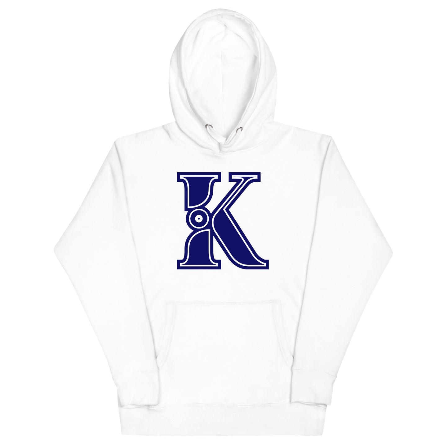 Blue and White Letter K Hoodie