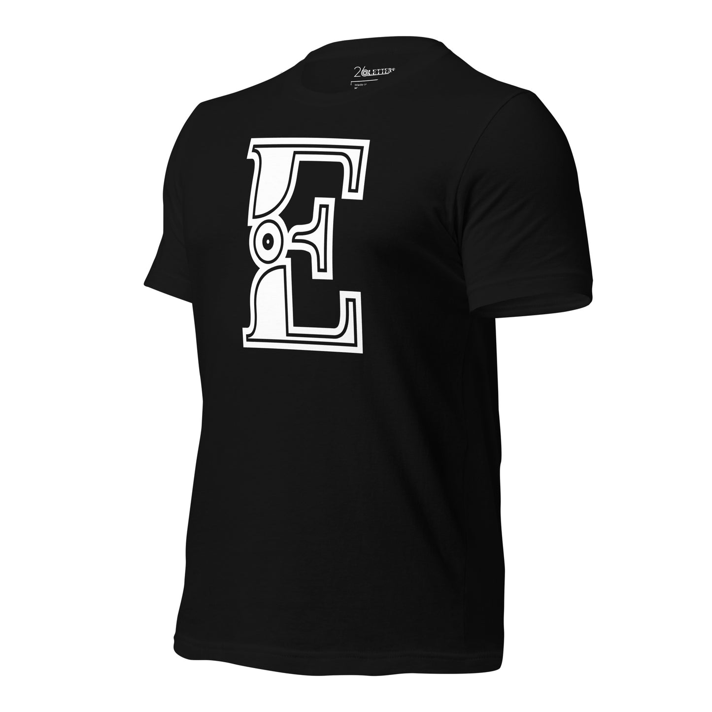 White and Black Letter E T-Shirt