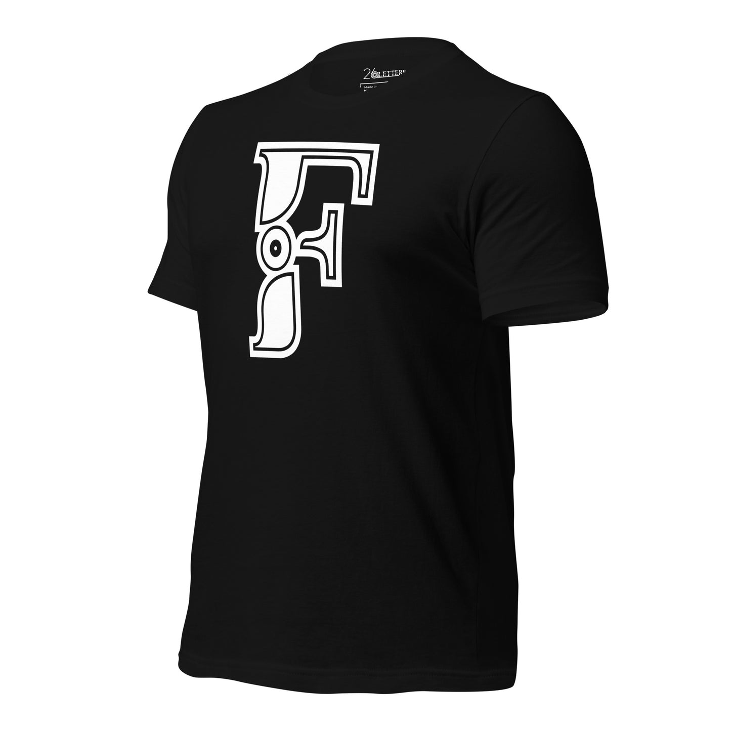 White and Black Letter F T-Shirt