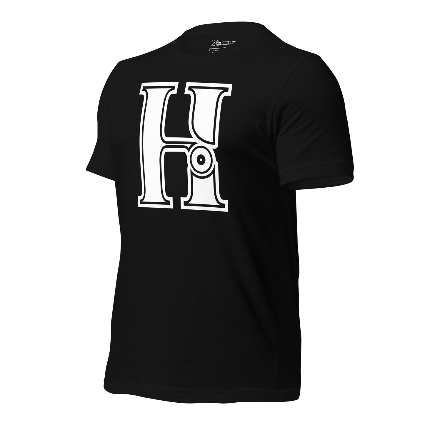 White and Black Letter H T-Shirt