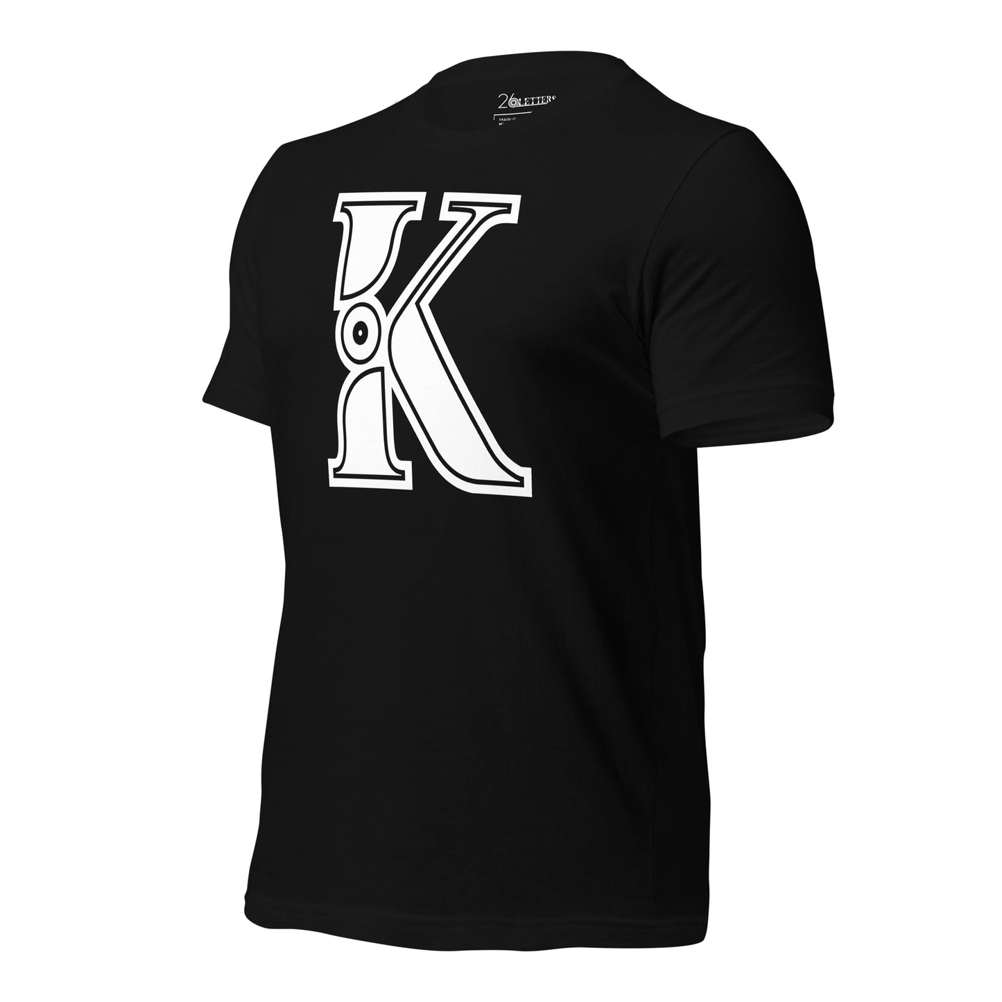 White and Black Letter K T-Shirt