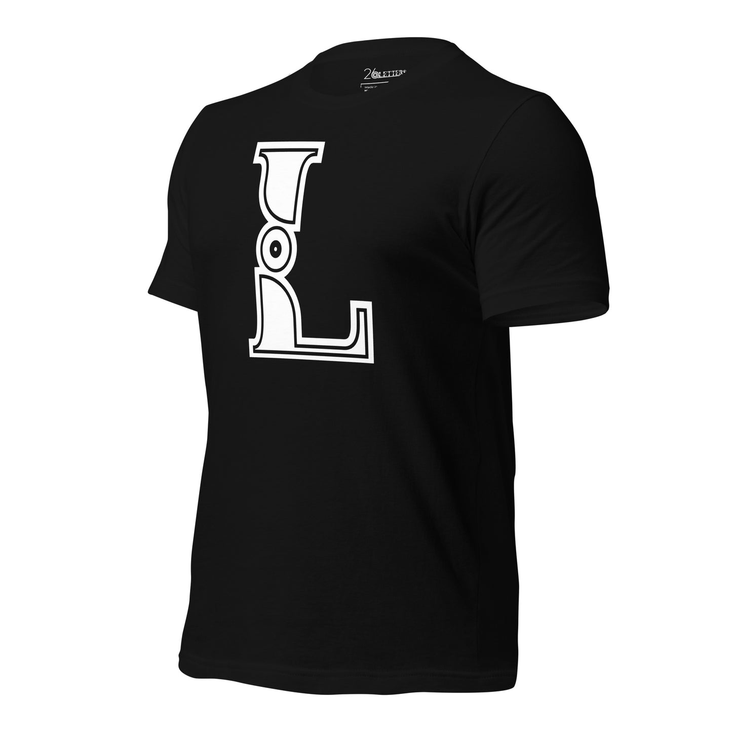 White and Black Letter L T-Shirt