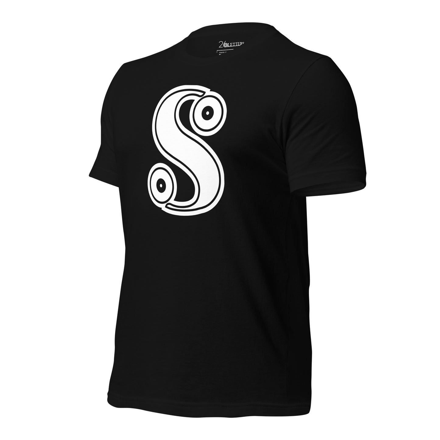 White and Black Letter S T-Shirt