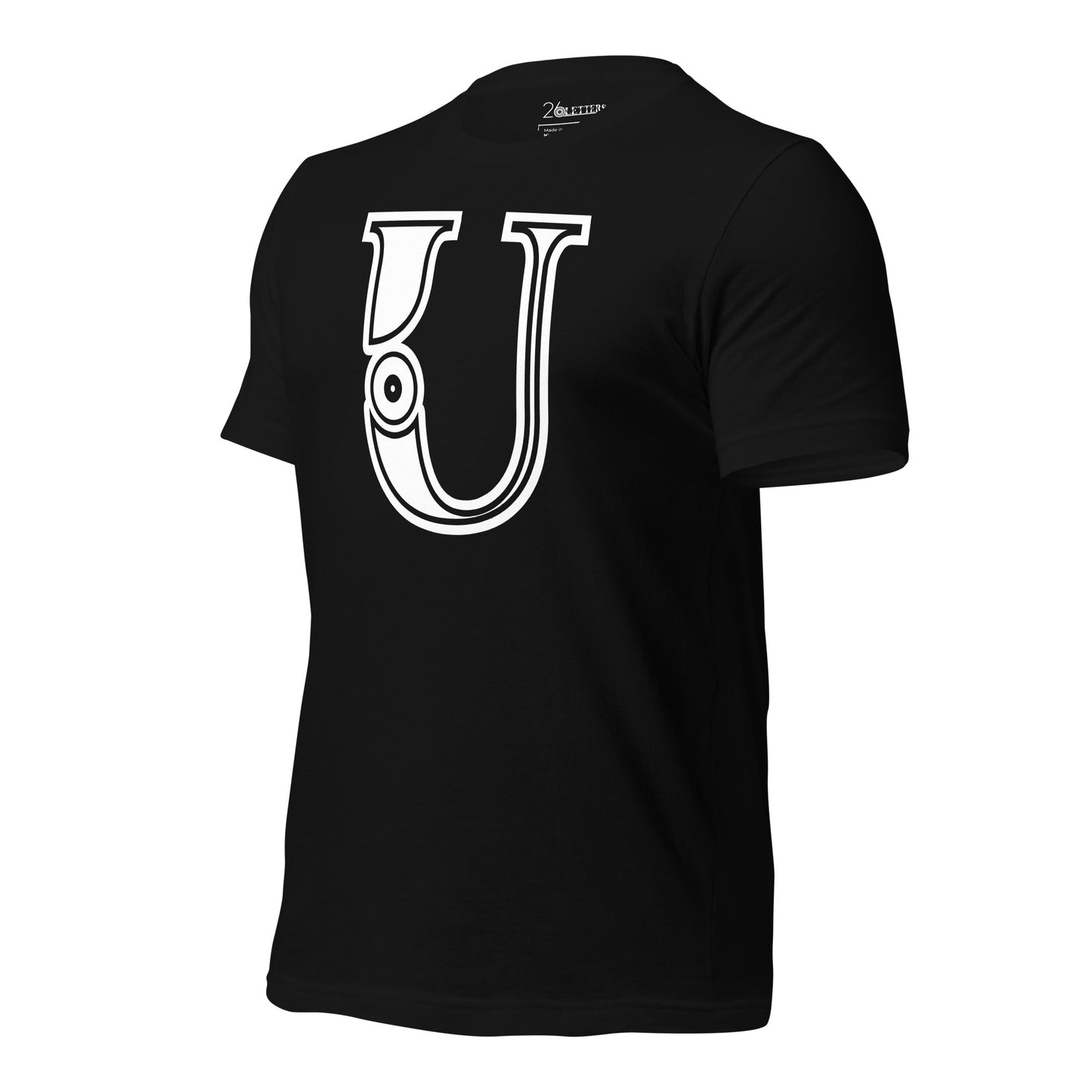 White and Black Letter U T-Shirt