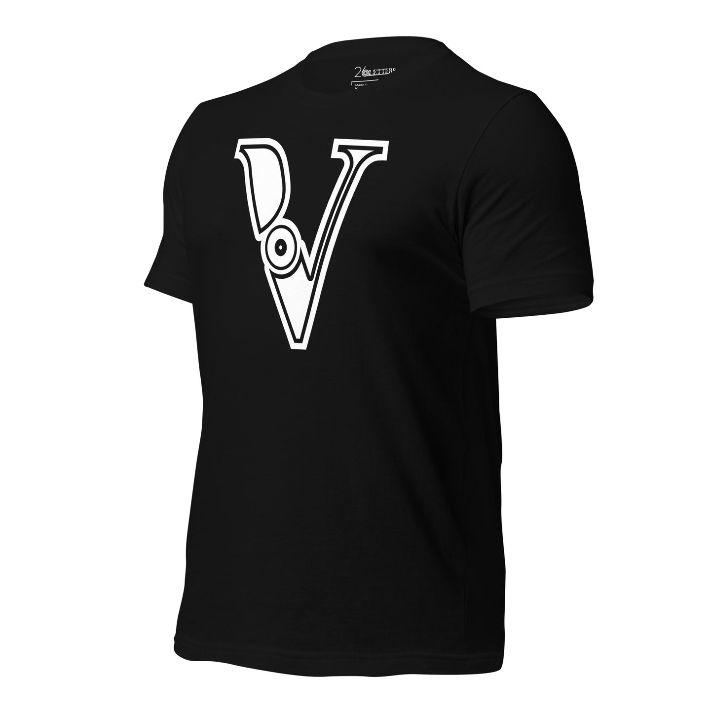 White and Black Letter V T-Shirt