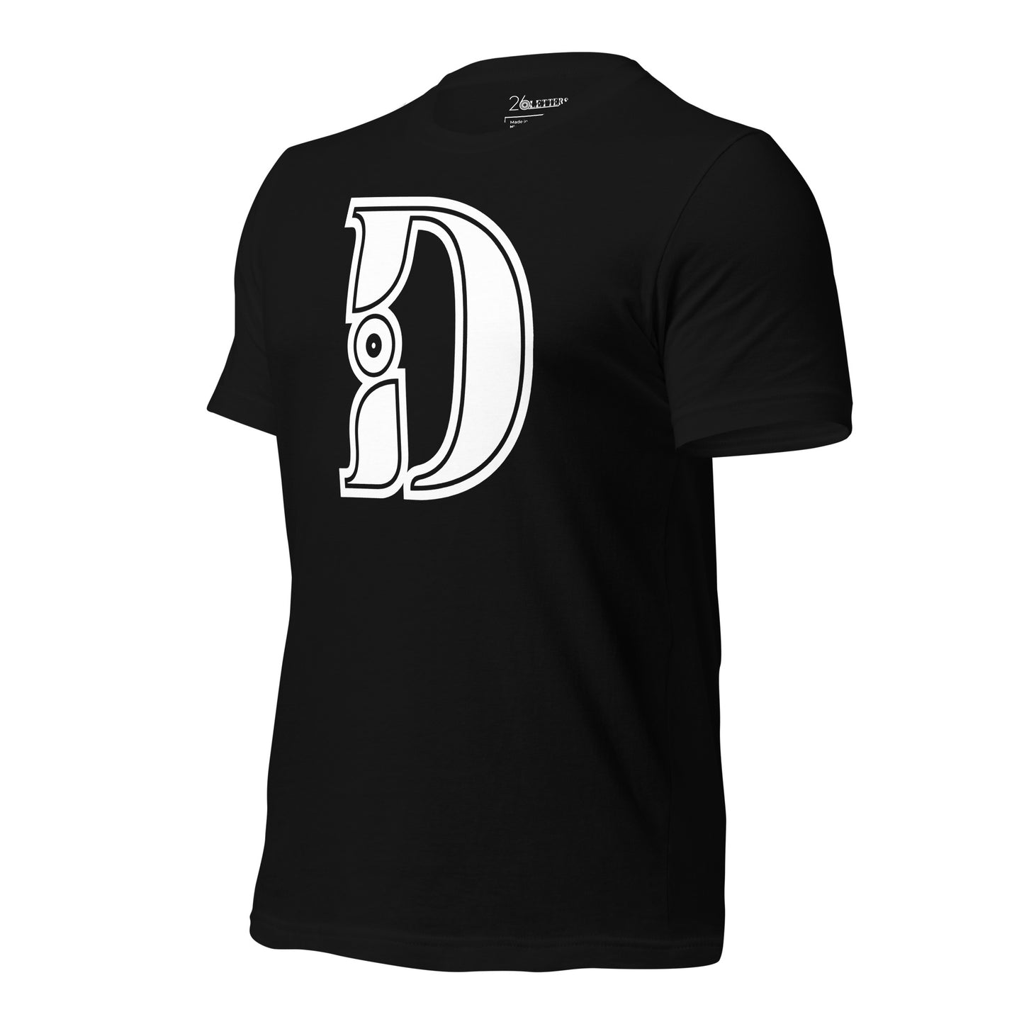 White and Black Letter D T-Shirt