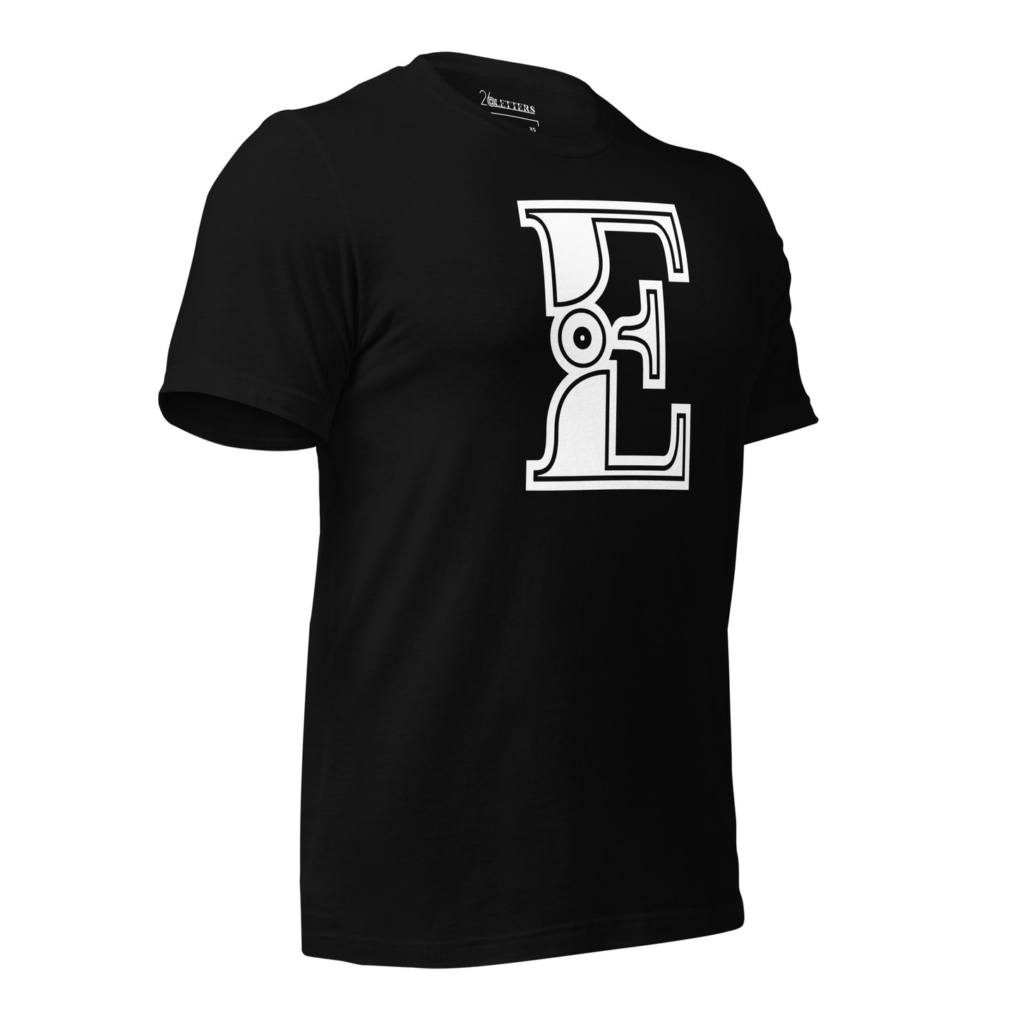 White and Black Letter E T-Shirt