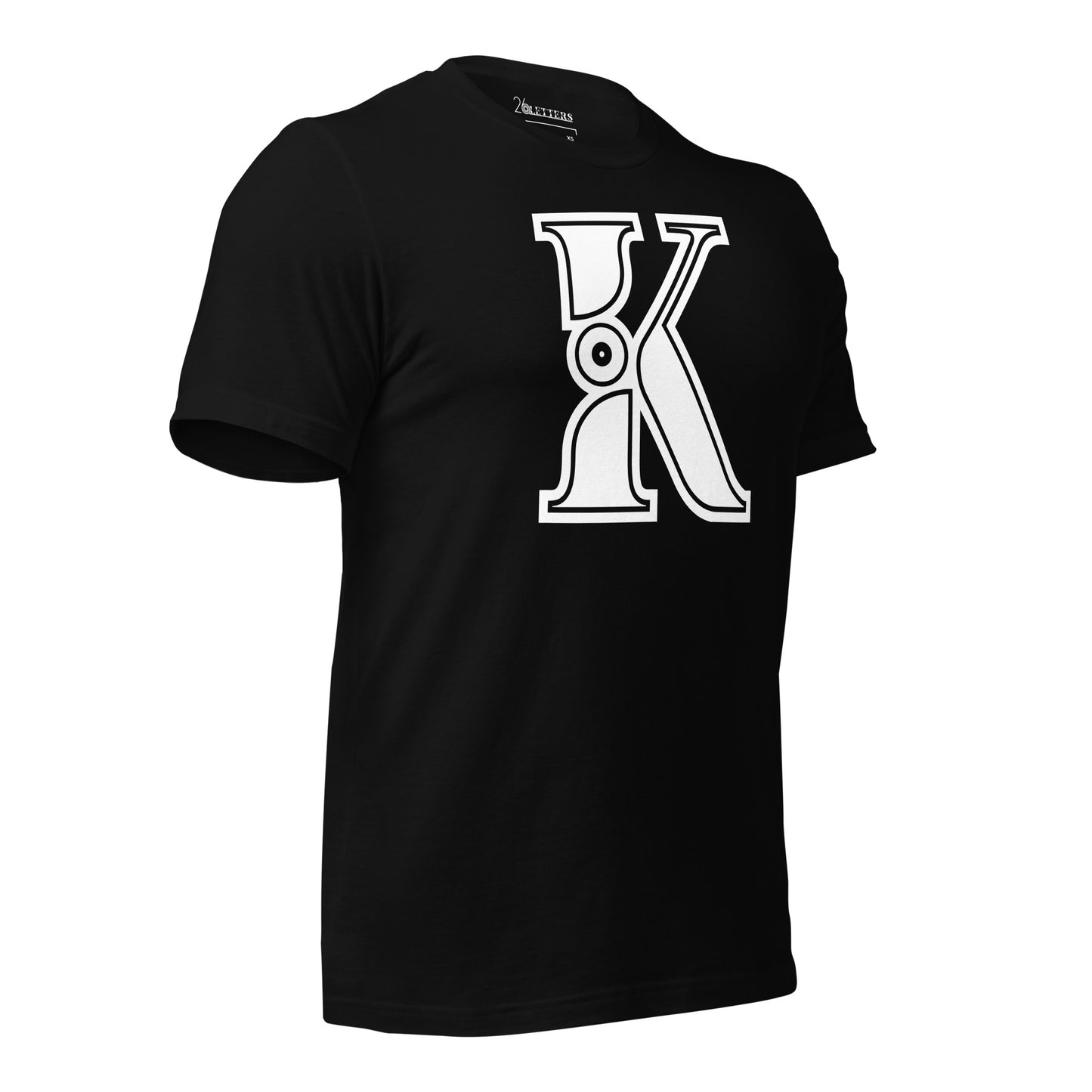 White and Black Letter K T-Shirt