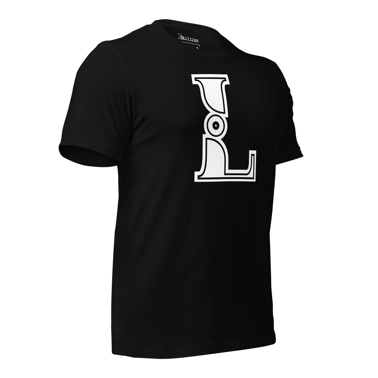 White and Black Letter L T-Shirt