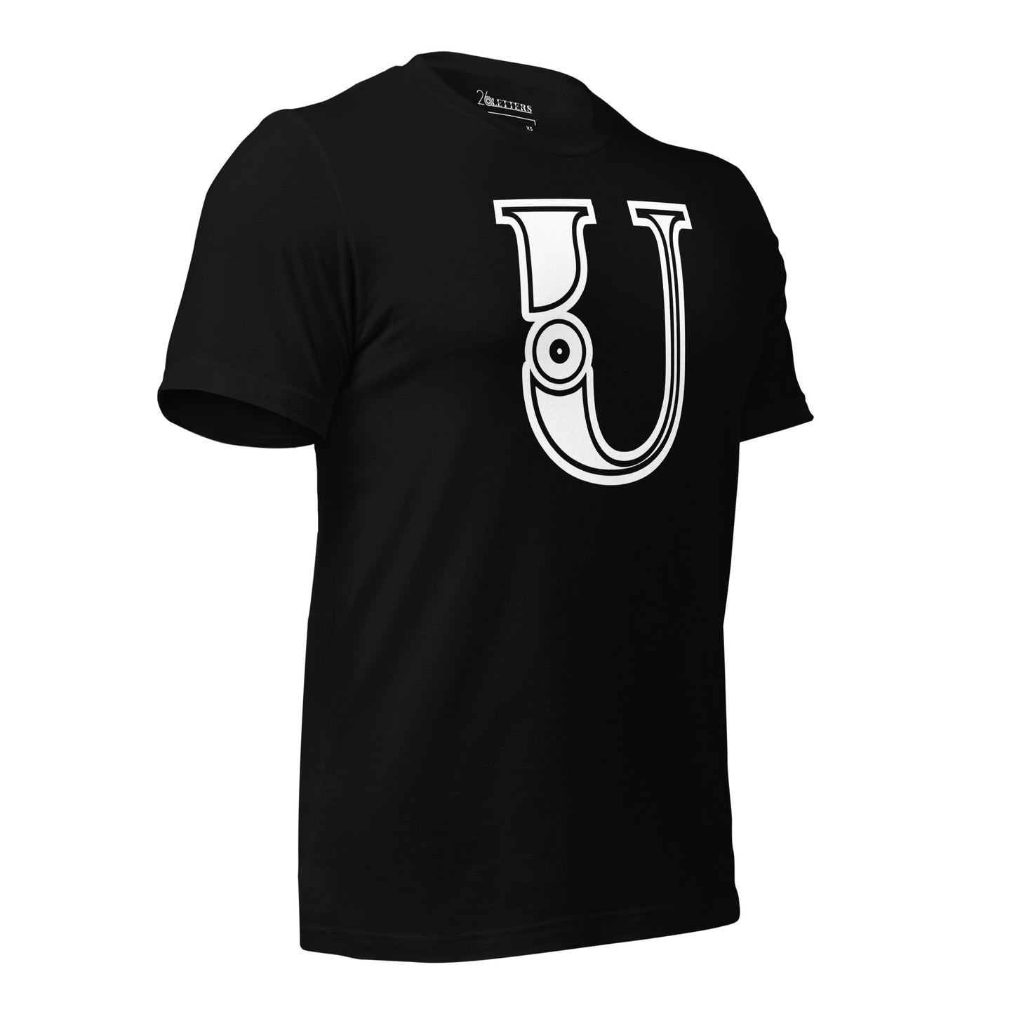 White and Black Letter U T-Shirt