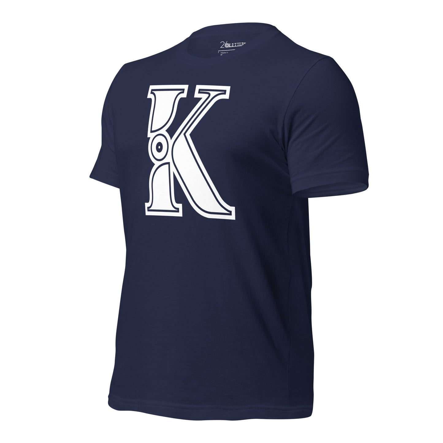 Navy Blue and White Letter K T-Shirt