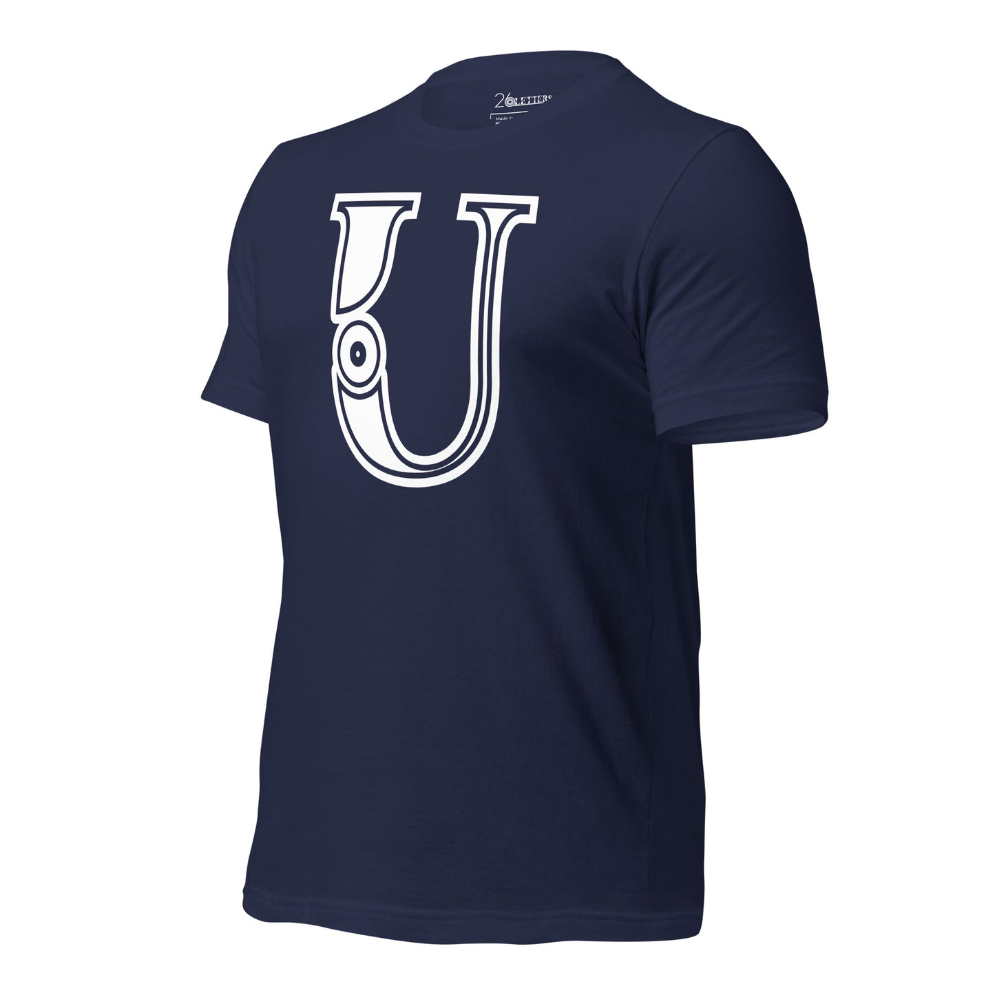 Navy and White Letter U T-Shirt