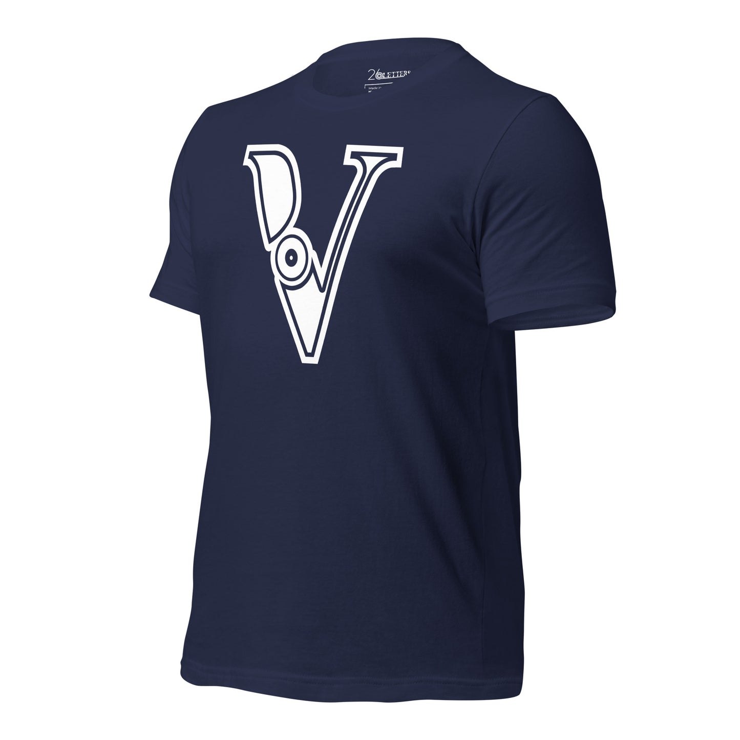 Navy and White Letter V T-Shirt