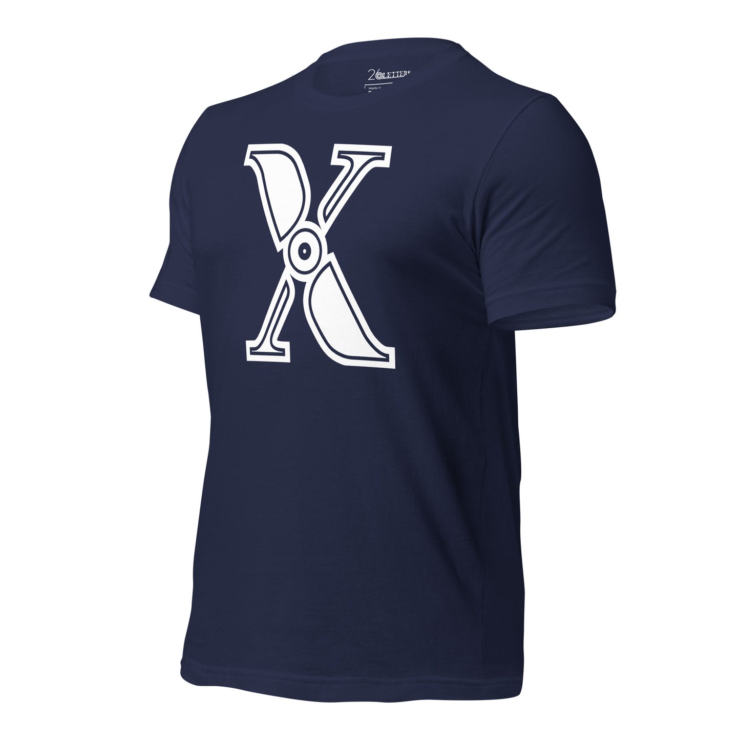 Navy Blue and White Letter X T-Shirt