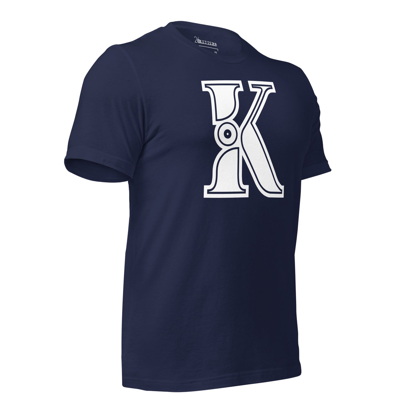 Navy Blue and White Letter K T-Shirt