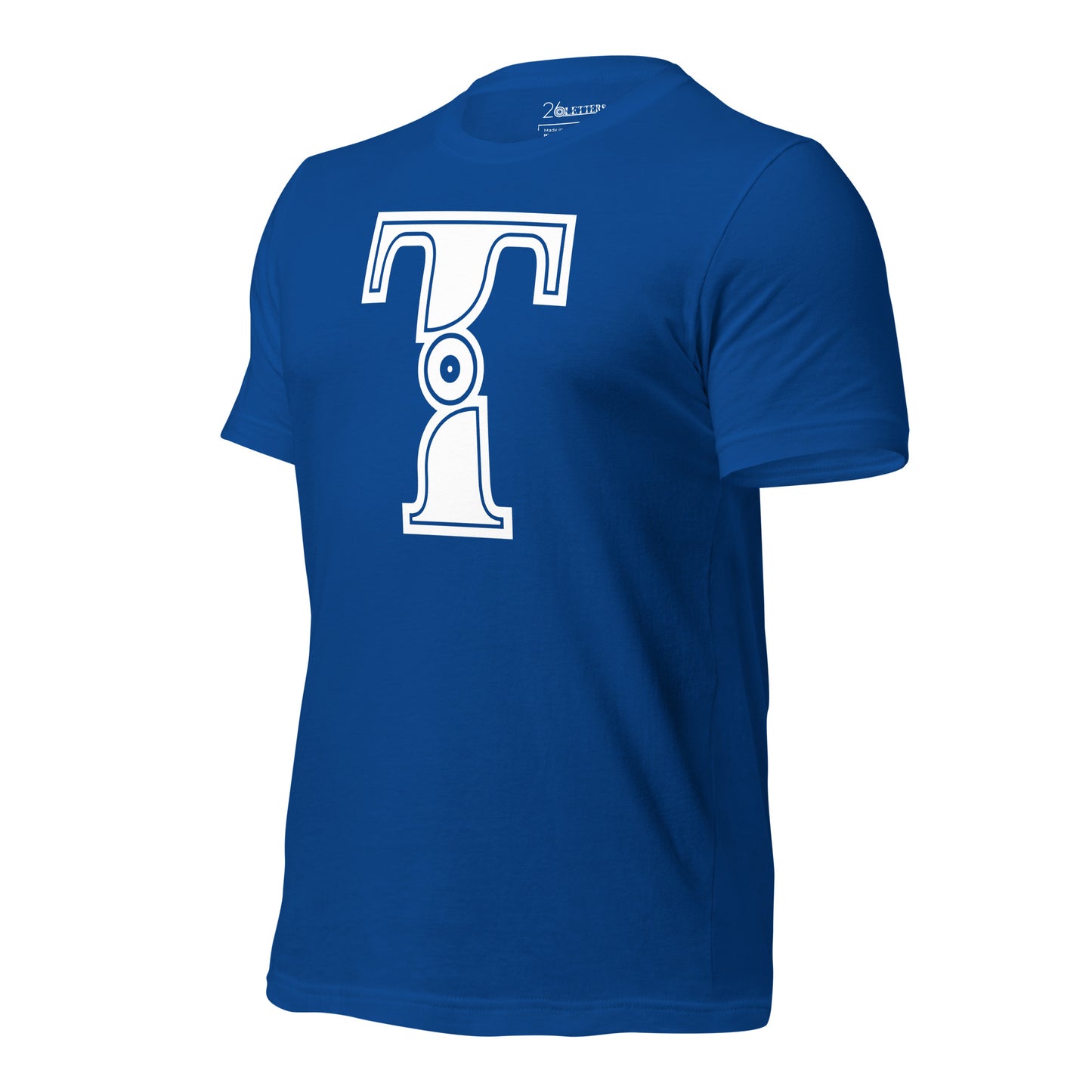 Royal Blue and White Letter T T-Shirt