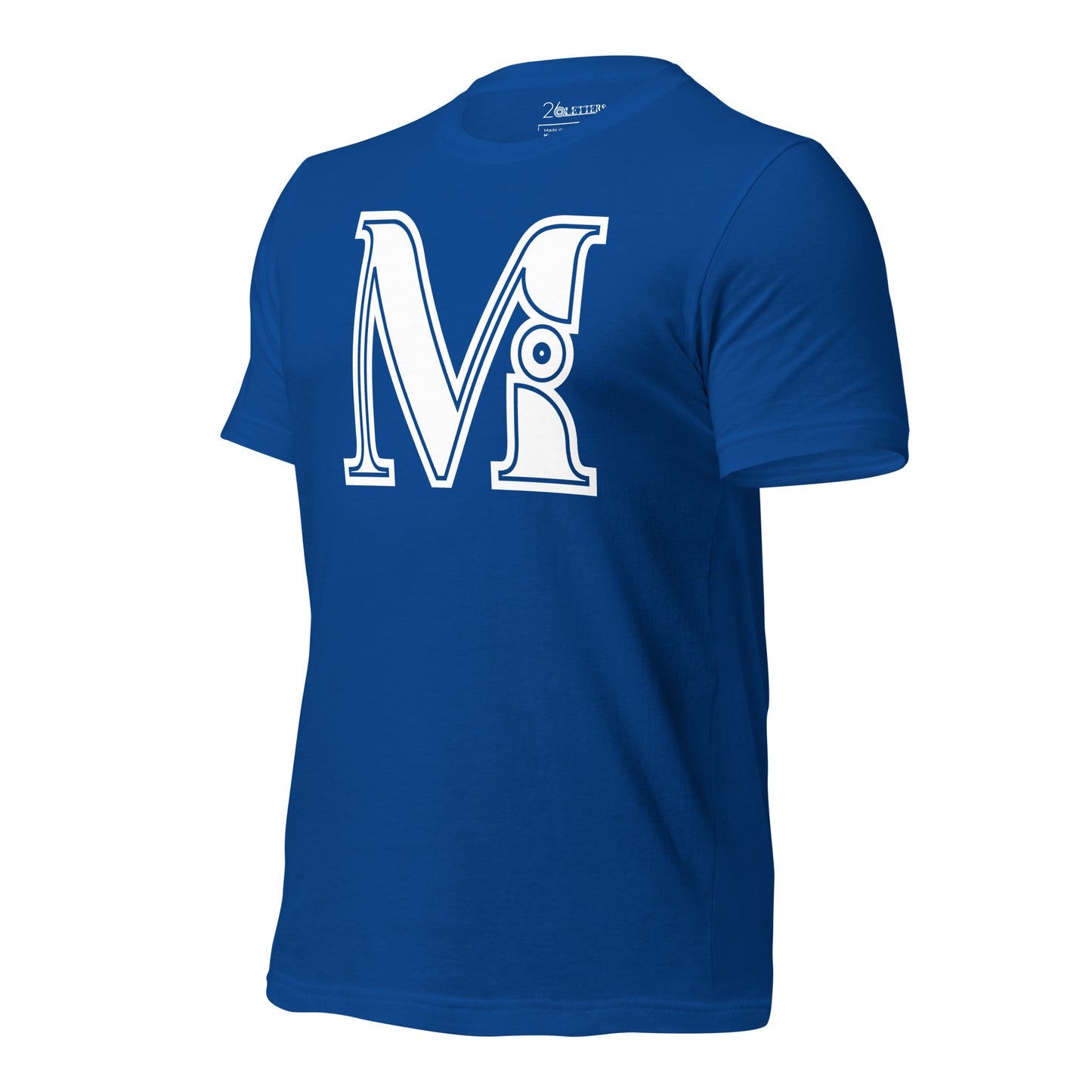 Royal Blue and White Letter M T-Shirt